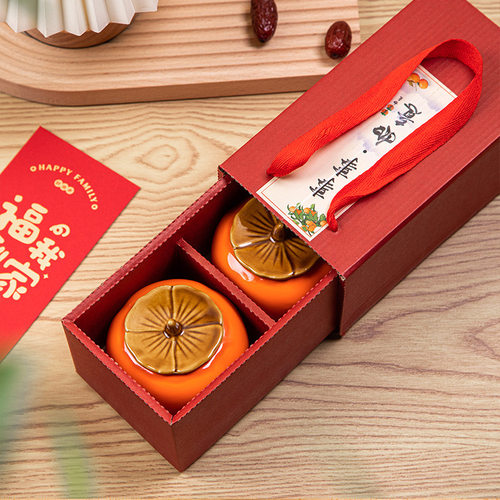 柿柿如意乔迁之喜柿子摆件家用客厅玄关装饰用品搬家入宅仪式礼物
