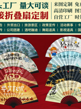 折叠便携广告宣传扇子定制 题字绢扇中国风礼品纸扇折扇定做logo