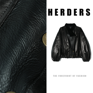 【辰大嗓严选】 短款小翻领皮革羽绒服 52633