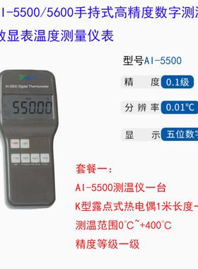 宇电AI-5500AI-5600手持式智能数显温度表高精度巡检便携式测温仪