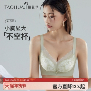 桃花季小胸聚拢显大内衣女调整型无钢圈上托放下垂收副乳纯欲蕾丝