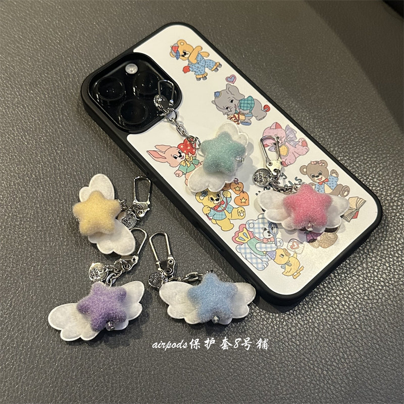 韩风小众多巴胺翅膀星星手机挂链包包车钥匙挂坠耳机壳挂饰品,3C数码配件,手机挂件/手机链,淘宝优惠券,粉丝福利购,淘宝优惠卷