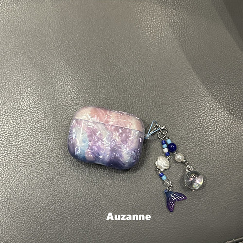 晕染渐变贝壳纹紫色耳机壳保护套