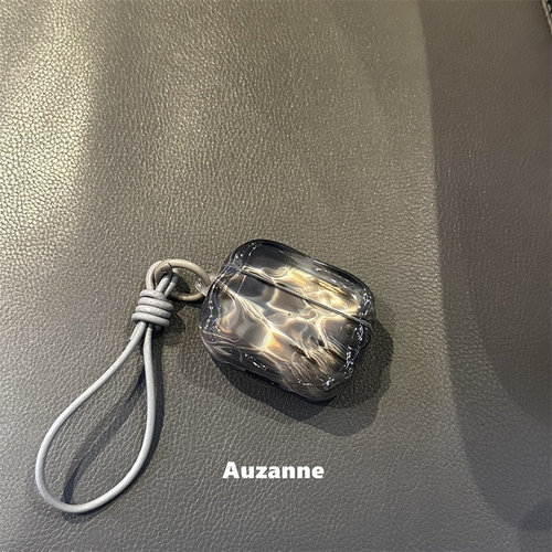 简约半透灰色水波纹耳机壳