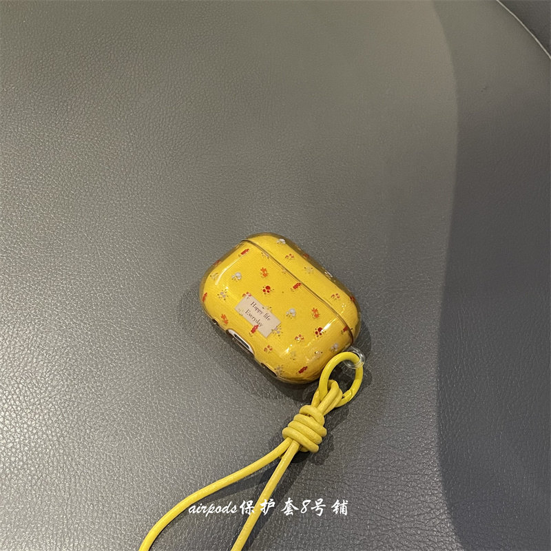 姜黄色小碎花适用于苹果airpods pro1代2代3代4代蓝牙耳机壳保护套,3C数码配件,耳机保护套,淘宝优惠券,粉丝福利购,淘宝优惠卷