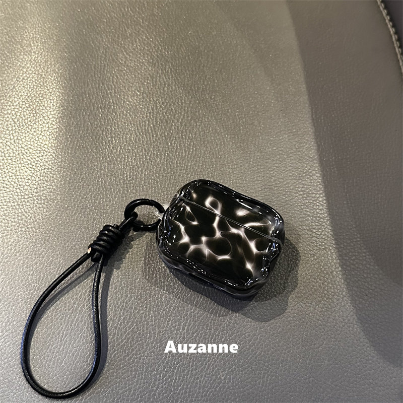 简约黑色水波纹适用于airpodspro2代3代蓝牙耳机壳苹果4代保护套