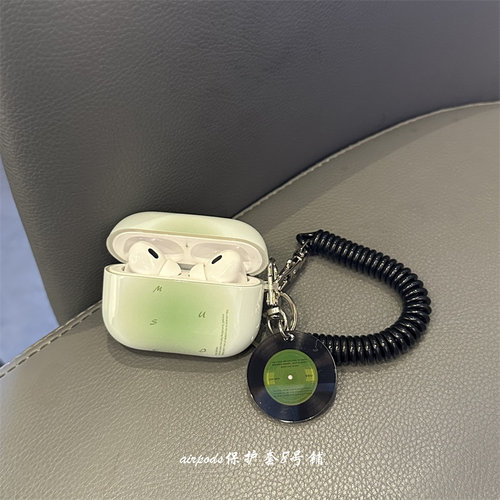 ins小众晕染蓝色英文CD耳机壳