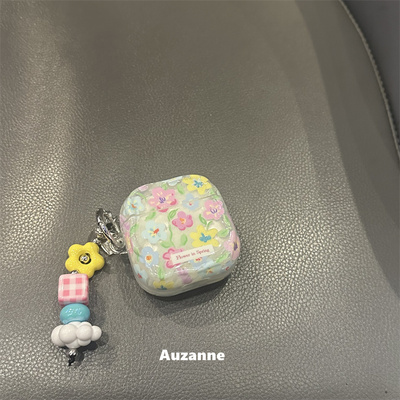 早春半透蓝色小花朵耳机壳保护套