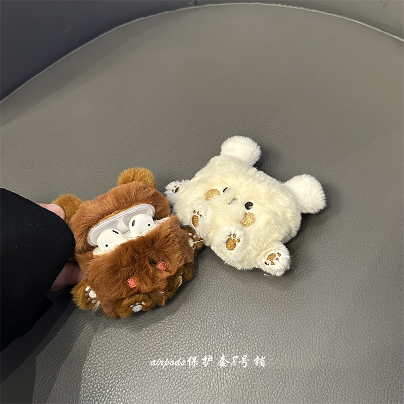苹果ins毛绒小熊耳机壳