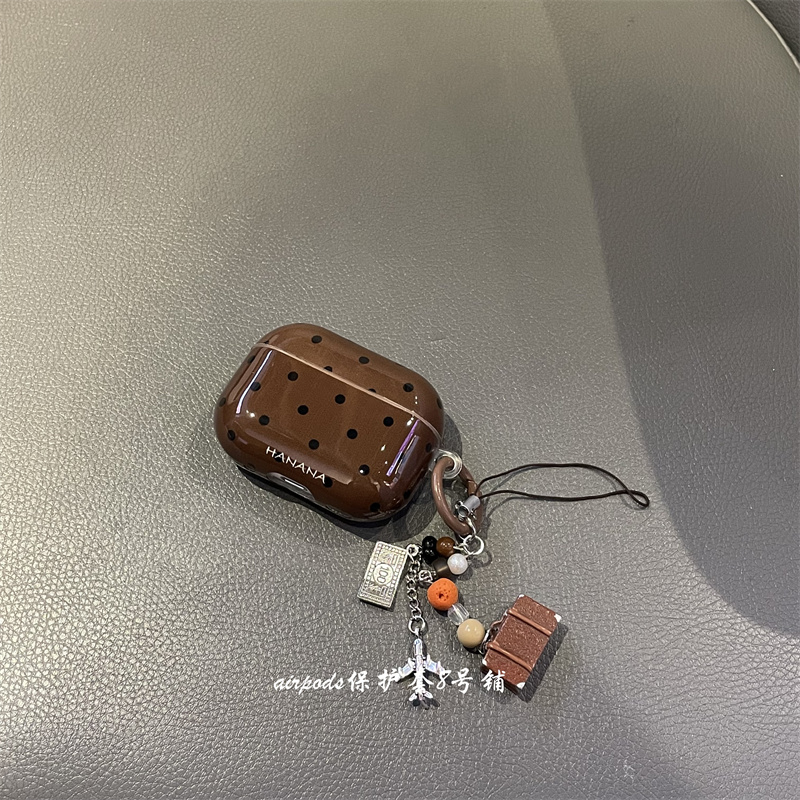 韩系棕色波点耳机壳保护套