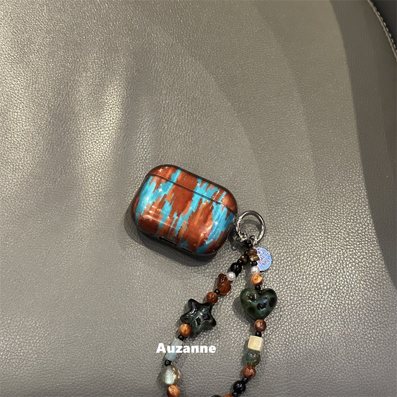 简约蓝棕泼墨耳机壳保护套