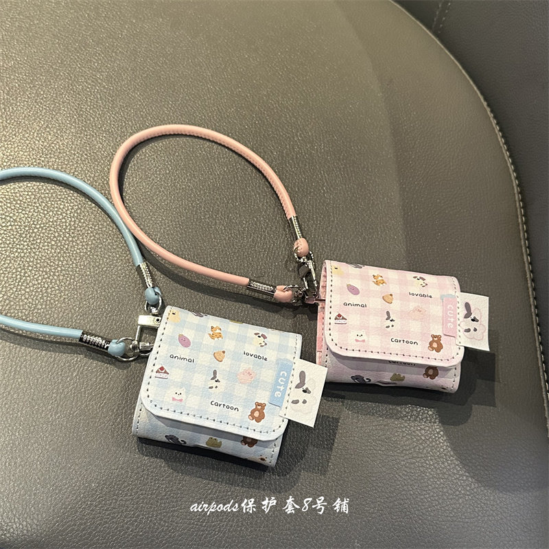 ins可爱卡通格纹小动物适用于华为freebuds5代6i蓝牙耳机壳se2保护套pro3代4代,3C数码配件,耳机保护套,淘宝优惠券,粉丝福利购,淘宝优惠卷