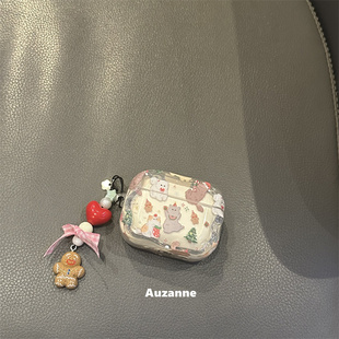 可爱卡通圣诞小猫适用于airpodspro1代2代3代4代蓝牙耳机壳保护套