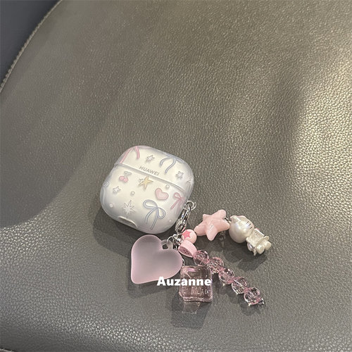 小众半透爱心蝴蝶结耳机壳