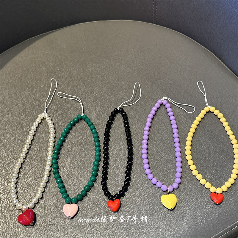 韩系ins珍珠爱心串珠手机挂链水杯U盘挂坠airpods耳机壳挂饰品,3C数码配件,手机挂件/手机链,淘宝优惠券,粉丝福利购,淘宝优惠卷