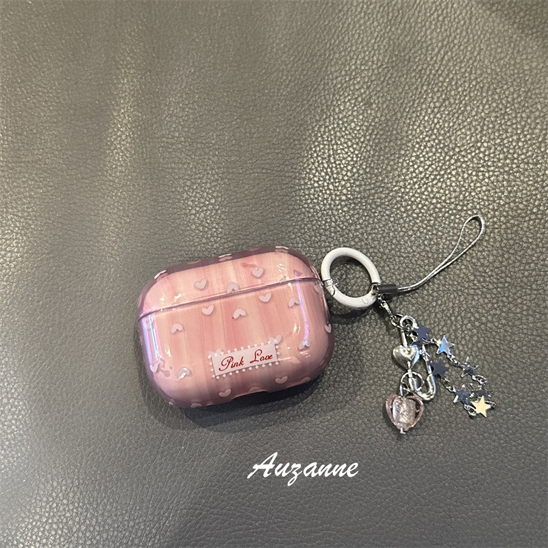 半透粉爱心耳机壳保护套