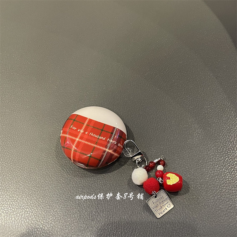 韩系ins拼色酒红格纹适用于华为freebuds4代5代5i耳机壳保护套6i,3C数码配件,耳机保护套,淘宝优惠券,粉丝福利购,淘宝优惠卷