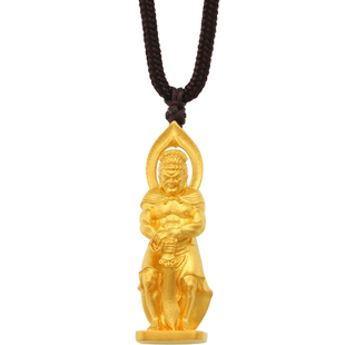 古法足金999黄金定制佛光不动明王挂件生肖鸡守护神实心吊坠