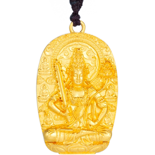 十二生肖牛虎本命佛订制999足金实心黄金佛牌虚空藏菩萨挂坠