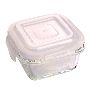 耐高温蒸碗宝宝婴儿辅食蒸糕碗方形玻璃碗带盖小号饭盒蒸蛋碗容器