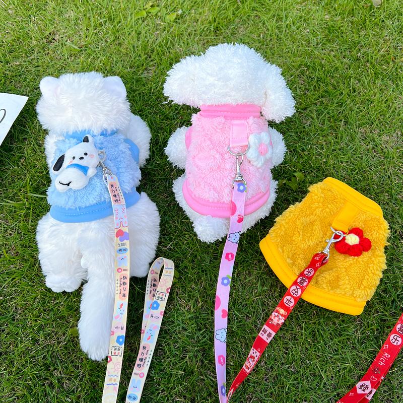 宠物衣服冬加厚双面绒外出可牵引