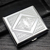 金属烟盒20支装 超薄便携创意烟盒抗压翻盖铁夹粗支印花收纳盒男士