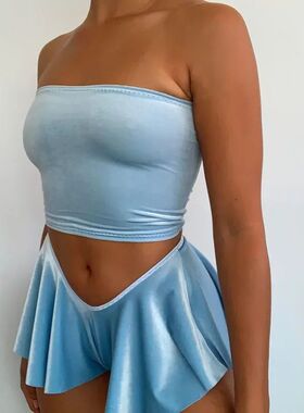 Low waist solid color slim pleated skirt低腰纯色修身百褶裙女