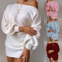 Clothers Women Dress Winter Knit Dresses Ladies Sweater