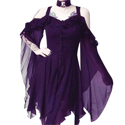 Large Sleeves Irregular Button Dress  大摆袖不规则扣子连衣裙
