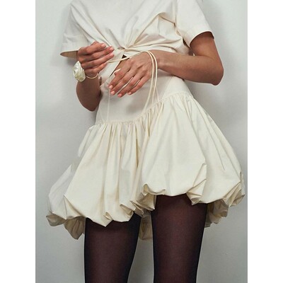 High waisted solid color casual skirt 女士高腰纯色休闲半身裙