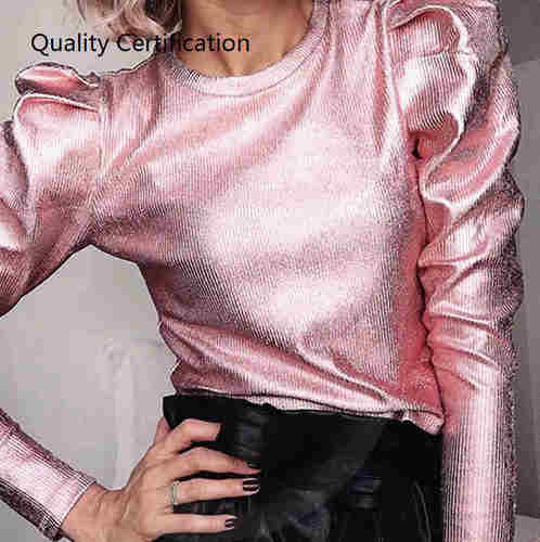 Long Sleeve Women Tops Blouses Solid Pink Female Shirts
