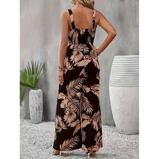 印花抹胸连体裤女Women's printed strapless broadband jumpsuit