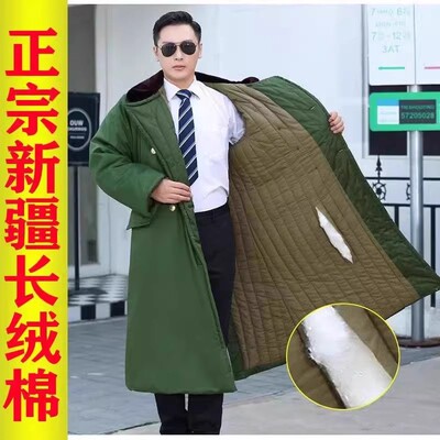 正品军大衣冬季加绒加厚防风保暖绿色老式棉大衣男劳保冷库防寒服