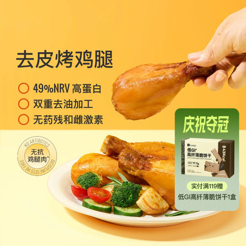 【79元任选5件】Keep去皮鸡腿肉开袋即食鸡腿零食健身代餐高蛋白