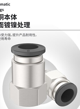 黑色PC/PCF8-02螺纹直通接头气动PL螺纹弯头OPU气管快插快速铜接