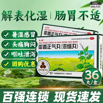 太极 藿香正气丸(浓缩丸) 36丸/盒(每3丸重1.10g)