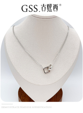 几何项链古熙西纯银双层饰品
