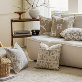 燕麦色奶油色客厅沙发抱枕中古风法式 轻奢米色靠枕样板间床头靠垫