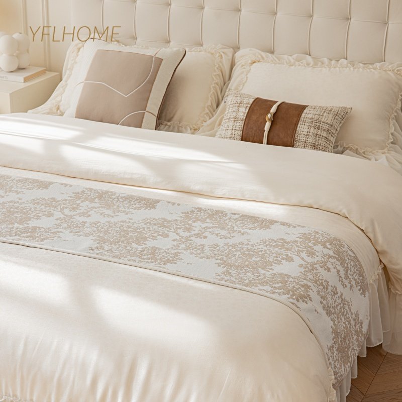 雅梵林奶茶色小香风雪尼尔床尾巾轻奢酒店床旗民宿宾馆床盖搭巾,床上用品,床盖,淘宝优惠券,粉丝福利购,淘宝优惠卷