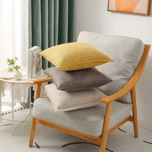 双面棉麻抱枕50x50cm高档靠枕适用於北欧轻奢沙发 酒店民宿用纯色