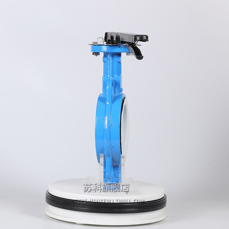 D71F-16铸铁对夹式蝶阀304不锈钢四氟手动球墨阀门DN50 65 80 100