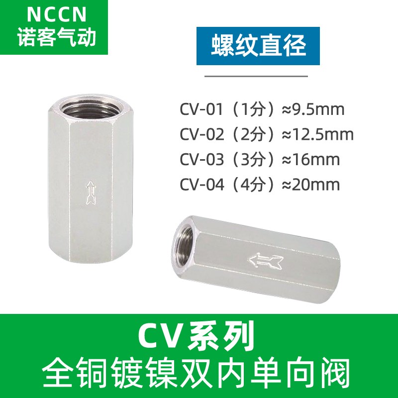 单向阀气动止回阀气体空压机排气阀CV-01/02/03/04内螺纹止逆阀接