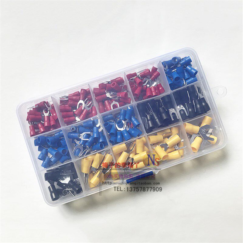 SV冷压端子叉形绝缘端子U型接线端子电线连接器组合套装240只包邮