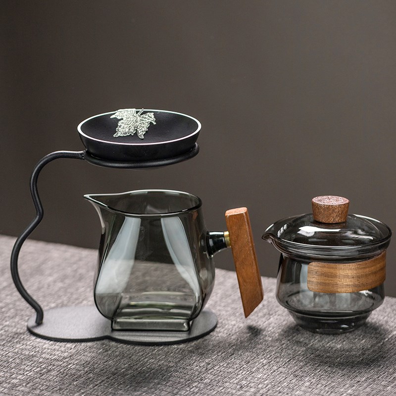 茶漏茶滤高档玻璃公道杯一体茶楼茶隔器泡茶叶陶瓷无孔过滤网托架图片