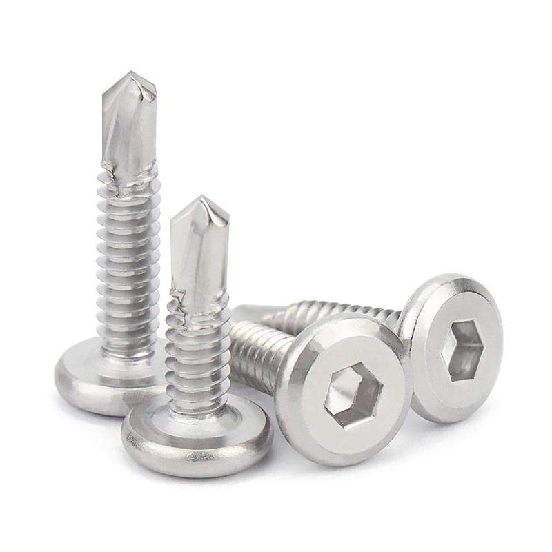 410不锈钢平头内六角钻尾倒边自攻自钻燕尾螺钉钴铁钻铁螺丝M5.0