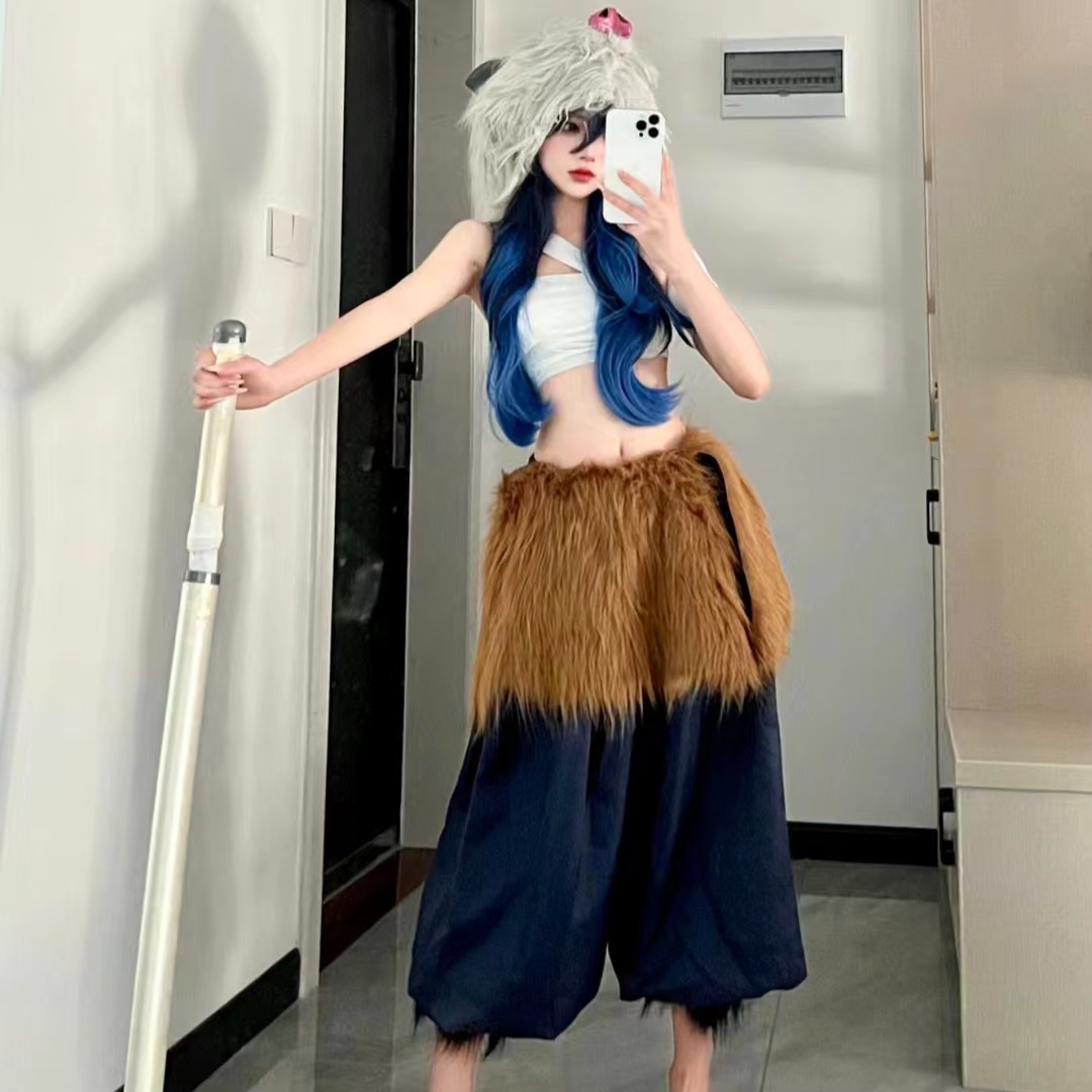 鬼灭之刃伊之助cos万圣节服装服cosplay服套装女装猪头套