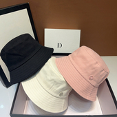 日本m标小众字母水桶渔夫帽女夏季 防晒盆帽简约防紫外线uv遮阳帽