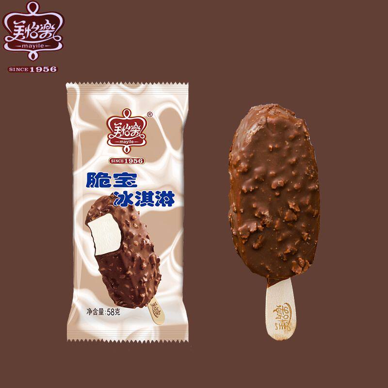美怡乐脆宝巧克力冰淇淋雪糕经典脆皮冰激凌冰棍冷饮老式脆皮雪糕