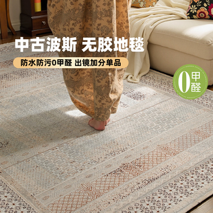 中古风无胶地毯客厅卧室防水防污耐脏无甲醛高级感免打理2025新款
