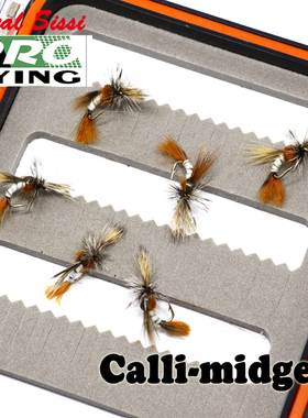 新开发仿生羽化孑孓上浮式毛钩 16#calli-midge干式飞蝇钩 水面系
